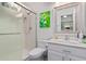 Clean bathroom with a walk-in shower, toilet and vanity at 959 W Myrtle Dr, Chandler, AZ 85248