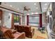 Home theater with leather seating and large projection screen at 10612 E Winter Sun Dr, Scottsdale, AZ 85262