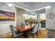 Formal dining room with a large wood table and stunning sunset views at 10755 E Stoney Ln, Scottsdale, AZ 85262