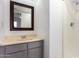Bathroom with gray vanity and shower stall at 16053 N 26Th Cir, Phoenix, AZ 85023