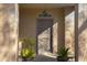 Inviting front door entry with columns and potted plants at 26853 N 176Th Dr, Surprise, AZ 85387