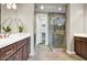 Elegant bathroom with double sinks, a large shower, and modern cabinetry at 18036 E Curva De Plata --, Rio Verde, AZ 85263