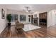 Living room boasts hardwood floors, a fireplace, and built in entertainment center at 2717 W Nighthawk Way, Phoenix, AZ 85045