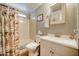 Clean bathroom with a shower/tub combo and vanity at 9333 E University Dr # 177, Mesa, AZ 85207