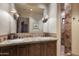 Elegant bathroom with double vanity and large walk-in shower at 9743 E Madera Dr, Scottsdale, AZ 85262