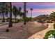 Landscaped backyard with a stone pathway, offering a view of the golf course at 3507 N Snead Dr, Goodyear, AZ 85395