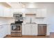 Modern kitchen with white cabinets and stainless steel appliances at 920 E Devonshire Ave # 2019, Phoenix, AZ 85014