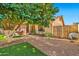 Backyard view showing a lemon tree, patio, and wooden fence at 18903 N 97Th Ln, Peoria, AZ 85382