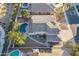 House and pool aerial view, showing the backyard and landscaping at 1663 S Boulder St, Gilbert, AZ 85295