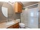 Clean bathroom with granite vanity and a glass shower at 1663 S Boulder St, Gilbert, AZ 85295