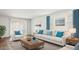 Bright living room featuring a comfortable sofa and coffee table at 25383 W Sunland Ave, Buckeye, AZ 85326