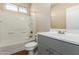 Clean bathroom with a single sink vanity and shower/tub at 38318 N La Grange Ln, San Tan Valley, AZ 85140