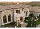 Close-up aerial view of the home's entrance, showcasing the architecture at 6105 E Sage Dr, Paradise Valley, AZ 85253