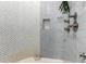 Large walk-in shower with multiple shower heads and patterned tile at 2346 E Sanoque Ct, Gilbert, AZ 85298