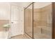 Clean bathroom with a large glass shower and built-in bench at 6202 E Mckellips Rd # 141, Mesa, AZ 85215