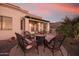 Back patio with seating area and fire pit at 6202 E Mckellips Rd # 141, Mesa, AZ 85215