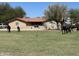 Horses graze in the front yard of this charming ranch home at 7706 N 173Rd Ave, Waddell, AZ 85355