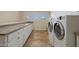 Bright laundry room with white cabinets and granite countertops at 1044 W Indian Hills Pl, Phoenix, AZ 85023