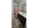 Bathroom with a vanity, shower/tub combo, and tile flooring at 25422 W Maldonado Ct, Buckeye, AZ 85326