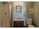 Clean bathroom with shower and granite vanity at 7750 E Broadway Rd # 697, Mesa, AZ 85208