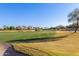 Scenic golf course with lush greens and palm trees under a clear blue sky at 12832 W Pinnacle Vista Dr, Peoria, AZ 85383