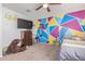 Bedroom with geometric wall art and a bed at 4102 S 186Th Ave, Goodyear, AZ 85338