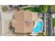 Aerial view of home showing backyard pool and patio at 2325 E Hermosa Dr, Tempe, AZ 85282