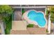 Overhead view of kidney-shaped pool and surrounding patio at 2325 E Hermosa Dr, Tempe, AZ 85282