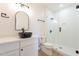 Modern bathroom with black sink, white cabinets, and glass shower at 3877 S Veronica Ln, Gold Canyon, AZ 85118