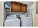 Convenient laundry room with washer, dryer, and cabinets at 936 E Escuda Dr, Phoenix, AZ 85024