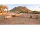 Property view showing a home nestled in a desert setting with mountain backdrop at 2909 N 90Th St, Mesa, AZ 85207