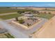 Aerial view of a house featuring solar panels and a spacious fenced yard at 279 S Lyman Ct, Casa Grande, AZ 85194