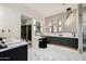Luxurious bathroom with double vanity, marble floors and large shower at 5008 N Ascent Dr, Scottsdale, AZ 85251