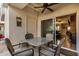 Private patio with seating area and access to the living room at 9450 E Becker Ln # 1094, Scottsdale, AZ 85260