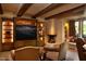 Cozy Gathering room with a built-in entertainment center and fireplace at 10040 E Happy Valley Rd # 504, Scottsdale, AZ 85255