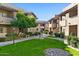 Landscaped courtyard with seating and a rock garden at 9451 E Becker Ln # 2060, Scottsdale, AZ 85260