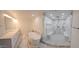 Elegant bathroom with double vanity, soaking tub, and a large walk-in shower with marble finishes at 2809 E Frye Rd, Phoenix, AZ 85048