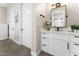 Stylish bathroom with white vanity, quartz countertop, and a modern mirror at 39720 N 7Th Street --, Phoenix, AZ 85086