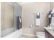Clean bathroom with shower/tub combo and updated vanity at 7137 E Rancho Vista Dr # 2002, Scottsdale, AZ 85251