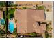Aerial view showcasing the home's layout, pool, and landscaping at 3291 E Cherrywood Pl, Chandler, AZ 85249