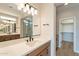 Modern bathroom with double vanity, quartz countertop and walk-in shower at 375 E Bracciano Ave, Queen Creek, AZ 85140