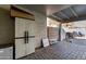 Covered patio with brick pavers and storage cabinet at 4112 E Tanglewood Dr, Phoenix, AZ 85048