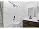 Clean bathroom with tub/shower, vanity, and toilet at 4630 S Amethyst Dr, Chandler, AZ 85249