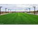 Community park with a grassy area, string lights, and benches at 4337 E Bradford Ave, San Tan Valley, AZ 85140