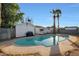 Serene kidney-shaped pool with palm trees and patio furniture at 3314 W Altadena Ave, Phoenix, AZ 85029