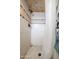 Updated shower with tile surround and neutral tones at 4160 E Calypso Ave, Mesa, AZ 85206