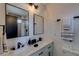 Modern bathroom with double vanity and walk-in shower at 544 E Morrow Dr, Phoenix, AZ 85024