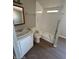 Bathroom with a walk-in shower and single vanity at 652 S Ellsworth Rd # 170, Mesa, AZ 85208