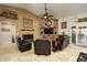 Spacious living room featuring a stone fireplace and comfortable leather seating at 5701 N 105Th Ln, Glendale, AZ 85307