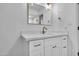 Clean bathroom boasts a white vanity with gold accents and a large mirror at 6480 N 82Nd St # 1138, Scottsdale, AZ 85250